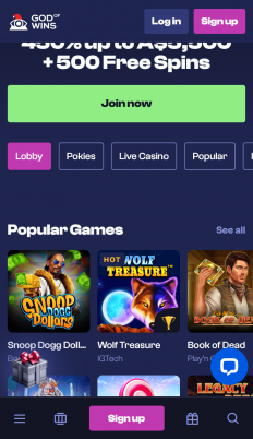 God of Wins Casino Screenshot