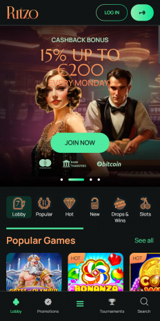 Ritzo Casino Screenshot Ritzo Casino Screenshot
