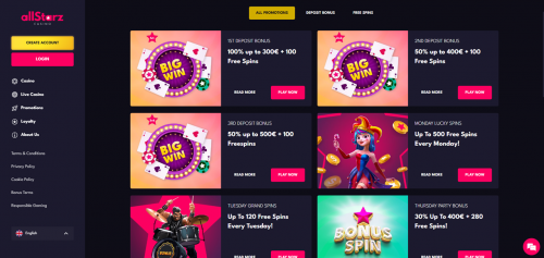 AllStarz Casino Screenshot